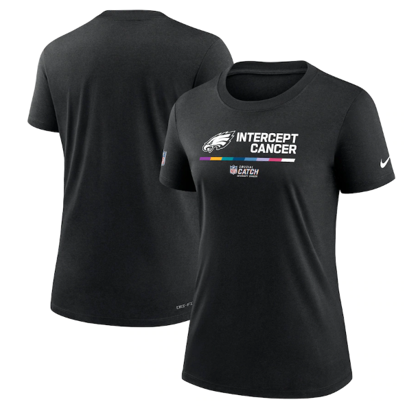 Women's Philadelphia Eagles 2022 Black Crucial Catch Performance T-Shirt(Run Small)